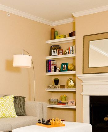 Crown molding & built-in bookshelves (in select units)